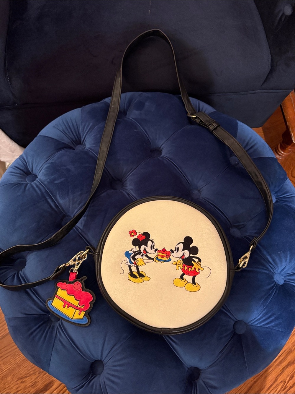 Loungefly Disney Round Mickey & Minnie Birthday Crossbody Bag